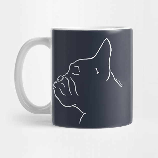 French bulldog silhouette outline white by LivHana